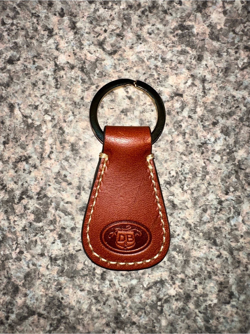Dooney & Bourke Brown Leather Key Fob with Embossed Logo
